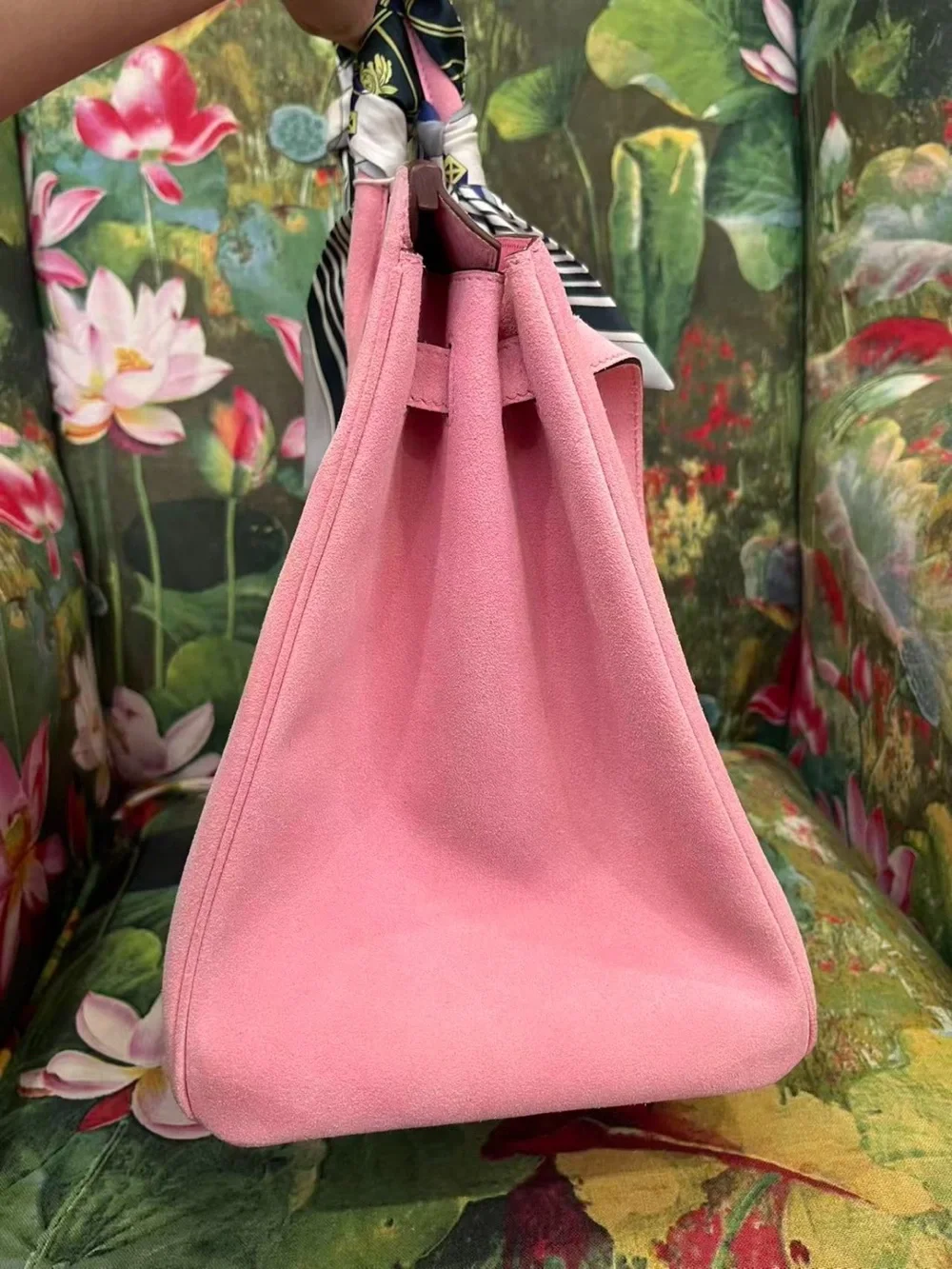 Veau Doblis SUEDE 5P BUBBLEGUM PINK ROSE SAKURA PHW imported Togo 40 Birkin RARE